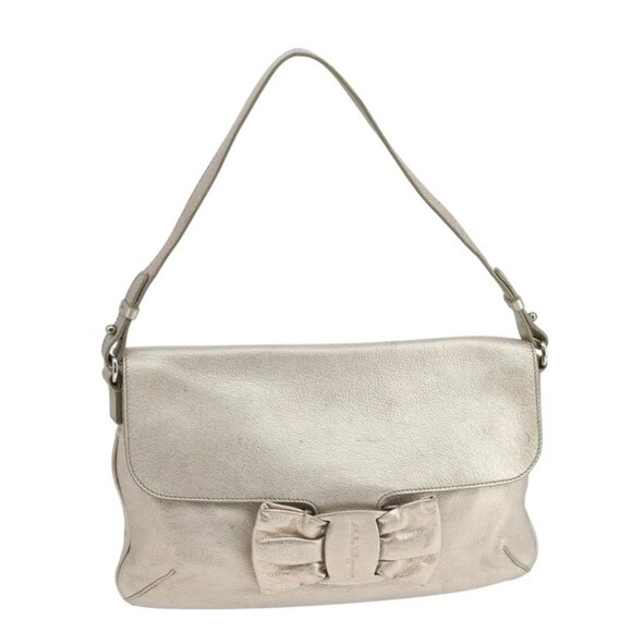 Salvatore Ferragamo Handbags - Salvatore Ferragamo Vala Shoulder Bag Leather Champagne Gold Auth 104964